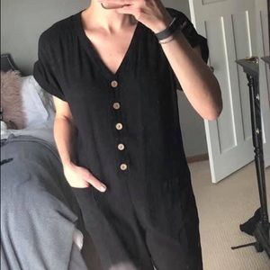 Vneck Jumpsuit with Buttons